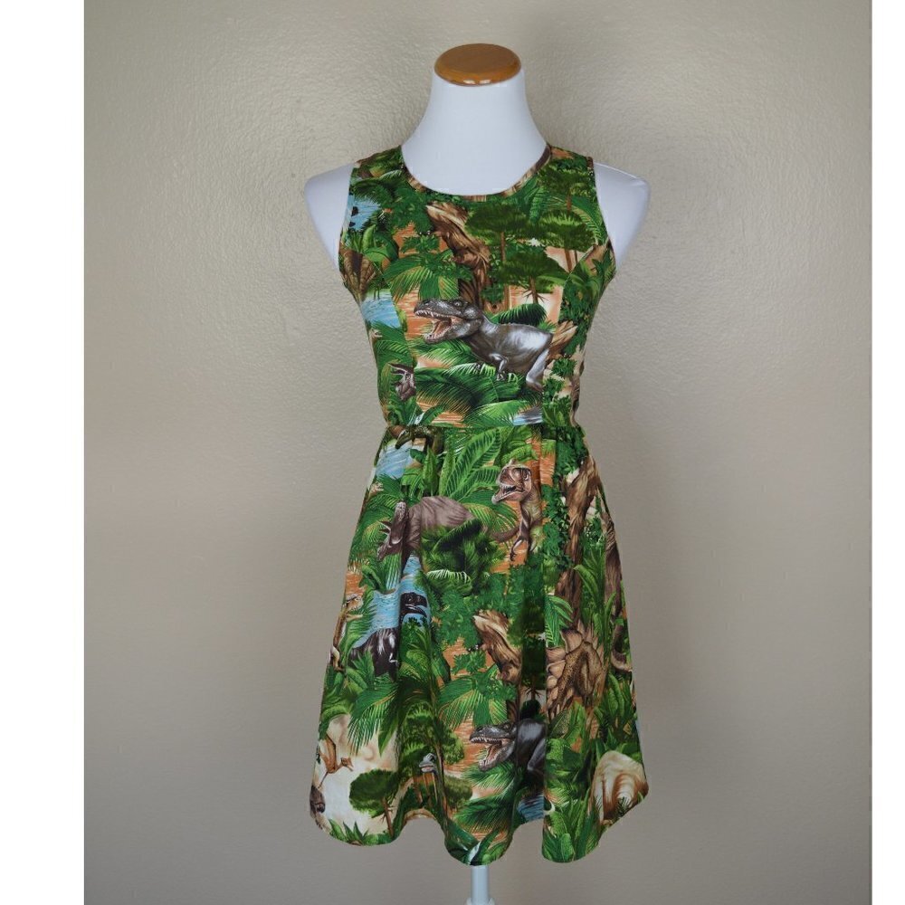 Retrolicious Dinosaur Printed Dress XS
